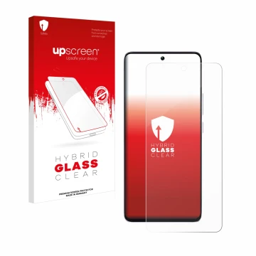 Parte frontale di una confezione del prodotto con il logo del marchio upscreen. Accanto è raffigurato il dispositivo Xiaomi Po