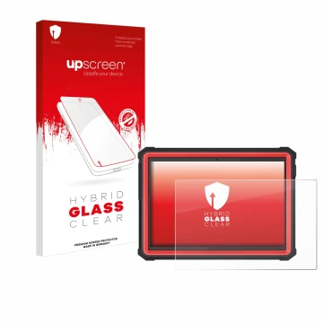 Parte frontale di una confezione del prodotto con il logo del marchio upscreen. Accanto è raffigurato il dispositivo Launch X-