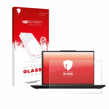 Parte frontale di una confezione del prodotto con il logo del marchio upscreen. Accanto è raffigurato il dispositivo Lenovo Th