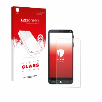 Parte frontale di una confezione del prodotto con il logo del marchio upscreen. Accanto è raffigurato il dispositivo Brondi Am