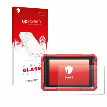 Parte frontale di una confezione del prodotto con il logo del marchio upscreen. Accanto è raffigurato il dispositivo Launch X-