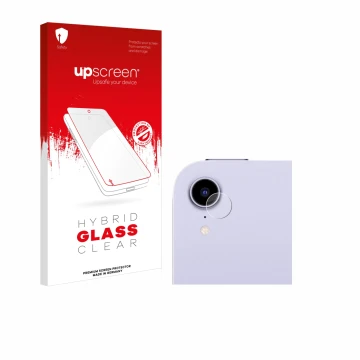 Parte frontale di una confezione del prodotto con il logo del marchio upscreen. Accanto è raffigurato il dispositivo Apple iPa