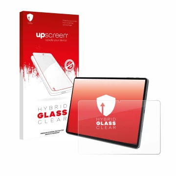 Parte frontale di una confezione del prodotto con il logo del marchio upscreen. Accanto è raffigurato il dispositivo Terra Pad