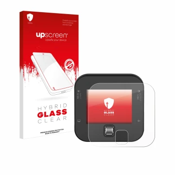 Parte frontale di una confezione del prodotto con il logo del marchio upscreen. Accanto è raffigurato il dispositivo ISDT Q6 R