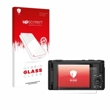 Parte frontale di una confezione del prodotto con il logo del marchio upscreen. Accanto è raffigurato il dispositivo Yashica C