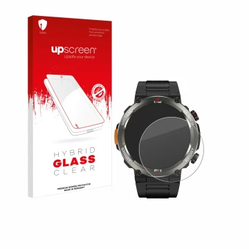 Parte frontale di una confezione del prodotto con il logo del marchio upscreen. Accanto è raffigurato il dispositivo Blackview