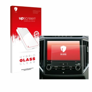 Parte frontale di una confezione del prodotto con il logo del marchio upscreen. Accanto è raffigurato il dispositivo Subaru Fo