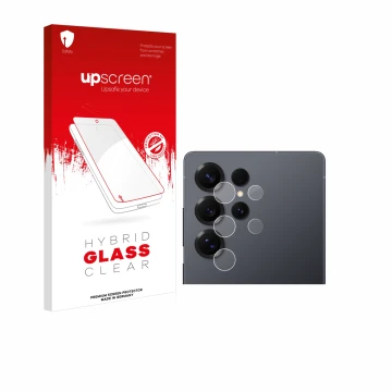 Parte frontale di una confezione del prodotto con il logo del marchio upscreen. Accanto è raffigurato il dispositivo Samsung G