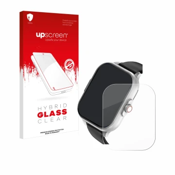 Parte frontale di una confezione del prodotto con il logo del marchio upscreen. Accanto è raffigurato il dispositivo YYKY E02 