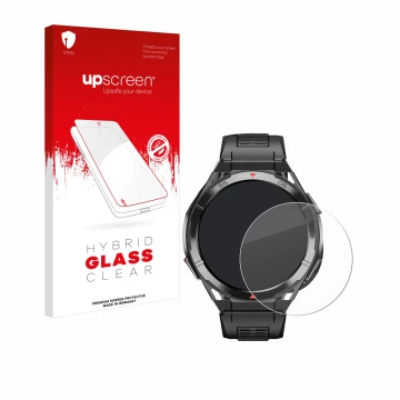 Parte frontale di una confezione del prodotto con il logo del marchio upscreen. Accanto è raffigurato il dispositivo Oukitel B