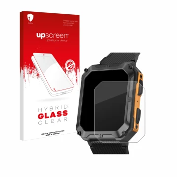 Parte frontale di una confezione del prodotto con il logo del marchio upscreen. Accanto è raffigurato il dispositivo Stahlgear