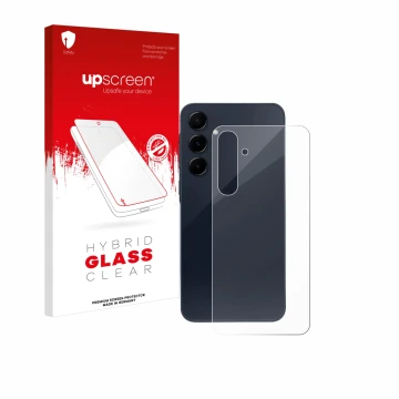 Parte frontale di una confezione del prodotto con il logo del marchio upscreen. Accanto è raffigurato il dispositivo Samsung G