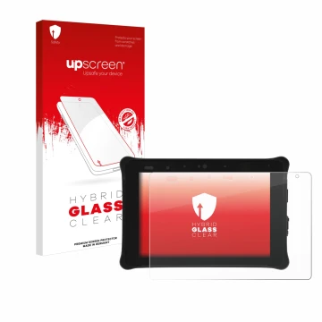 Parte frontale di una confezione del prodotto con il logo del marchio upscreen. Accanto è raffigurato il dispositivo Leica iCO