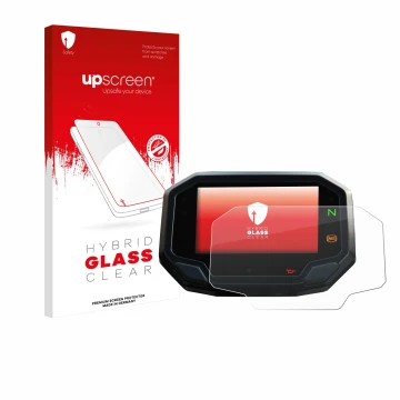 Parte frontale di una confezione del prodotto con il logo del marchio upscreen. Accanto è raffigurato il dispositivo Kawasaki 