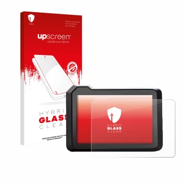 Parte frontale di una confezione del prodotto con il logo del marchio upscreen. Accanto è raffigurato il dispositivo KTM 1390 