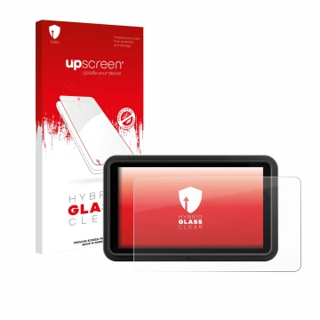 Parte frontale di una confezione del prodotto con il logo del marchio upscreen. Accanto è raffigurato il dispositivo Atomos Sh