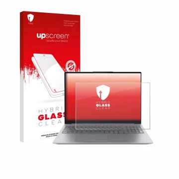 Parte frontale di una confezione del prodotto con il logo del marchio upscreen. Accanto è raffigurato il dispositivo Lenovo Th