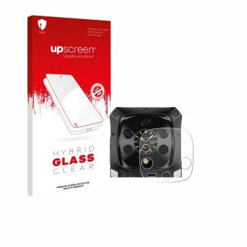 Parte frontale di una confezione del prodotto con il logo del marchio upscreen. Accanto è raffigurato il dispositivo Ulefone A