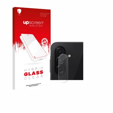 Parte frontale di una confezione del prodotto con il logo del marchio upscreen. Accanto è raffigurato il dispositivo Samsung G