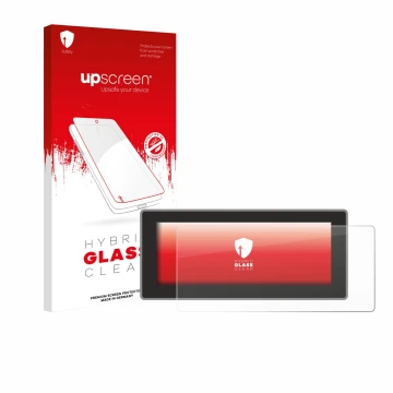 Parte frontale di una confezione del prodotto con il logo del marchio upscreen. Accanto è raffigurato il dispositivo Hyundai I