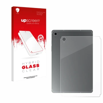 Parte frontale di una confezione del prodotto con il logo del marchio upscreen. Accanto è raffigurato il dispositivo Samsung G