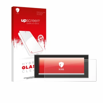 Parte frontale di una confezione del prodotto con il logo del marchio upscreen. Accanto è raffigurato il dispositivo Land Rove