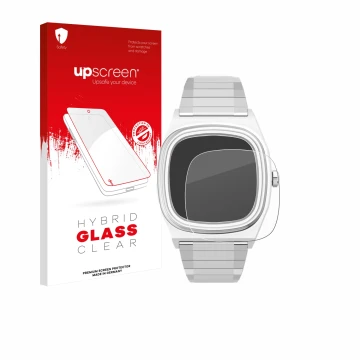 Parte frontale di una confezione del prodotto con il logo del marchio upscreen. Accanto è raffigurato il dispositivo Timex Rei