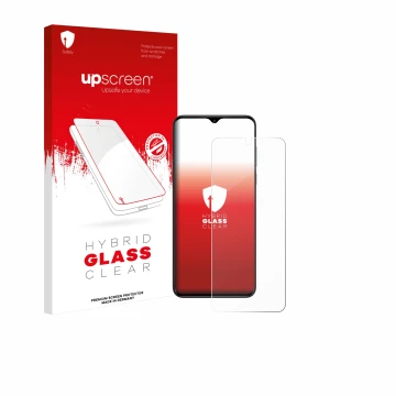 Parte frontale di una confezione del prodotto con il logo del marchio upscreen. Accanto è raffigurato il dispositivo ZTE Nubia