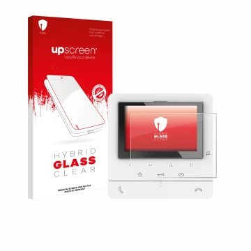 Parte frontale di una confezione del prodotto con il logo del marchio upscreen. Accanto è raffigurato il dispositivo Biticino 