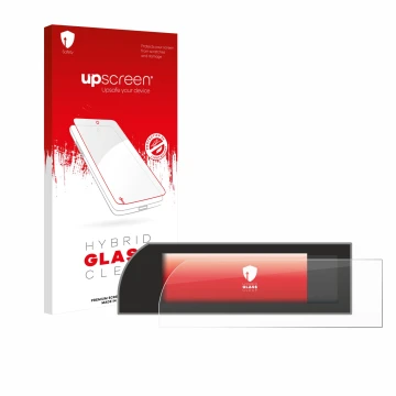 Parte frontale di una confezione del prodotto con il logo del marchio upscreen. Accanto è raffigurato il dispositivo Porsche 9