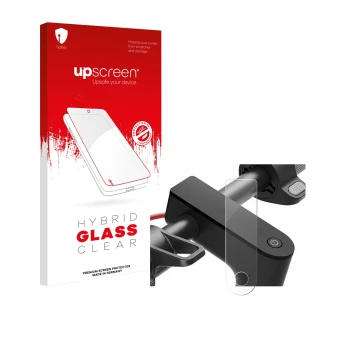 Parte frontale di una confezione del prodotto con il logo del marchio upscreen. Accanto è raffigurato il dispositivo Xiaomi El