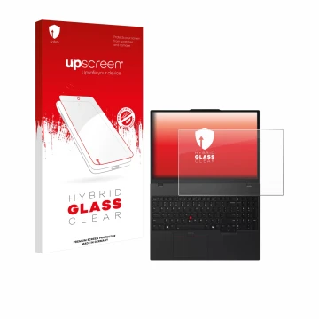 Parte frontale di una confezione del prodotto con il logo del marchio upscreen. Accanto è raffigurato il dispositivo Lenovo Th