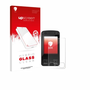 Parte frontale di una confezione del prodotto con il logo del marchio upscreen. Accanto è raffigurato il dispositivo Bosch Kio