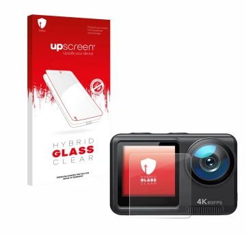 Parte frontale di una confezione del prodotto con il logo del marchio upscreen. Accanto è raffigurato il dispositivo Wolfang G