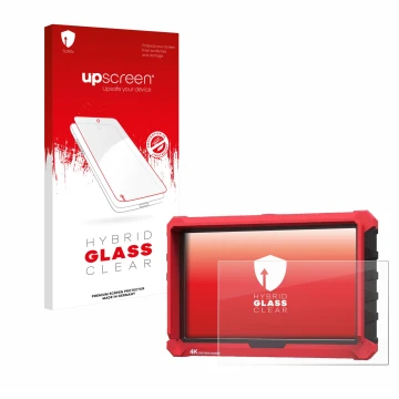 Parte frontale di una confezione del prodotto con il logo del marchio upscreen. Accanto è raffigurato il dispositivo Lilliput 