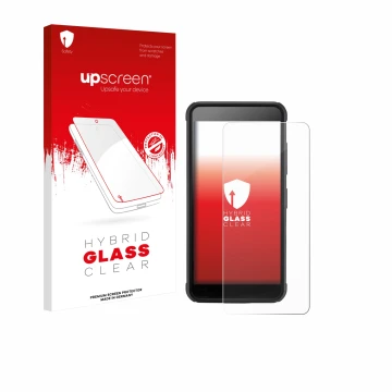 Parte frontale di una confezione del prodotto con il logo del marchio upscreen. Accanto è raffigurato il dispositivo SkyCaddie