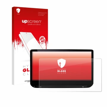 Parte frontale di una confezione del prodotto con il logo del marchio upscreen. Accanto è raffigurato il dispositivo Skoda Oct