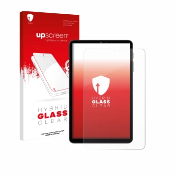 Parte frontale di una confezione del prodotto con il logo del marchio upscreen. Accanto è raffigurato il dispositivo Alldocube