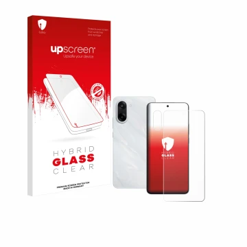 Parte frontale di una confezione del prodotto con il logo del marchio upscreen. Accanto è raffigurato il dispositivo OnePlus N