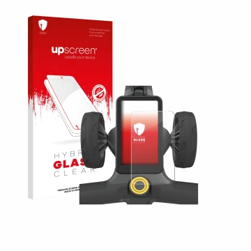 Parte frontale di una confezione del prodotto con il logo del marchio upscreen. Accanto è raffigurato il dispositivo PowaKaddy