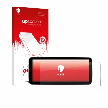Parte frontale di una confezione del prodotto con il logo del marchio upscreen. Accanto è raffigurato il dispositivo Ninetom C