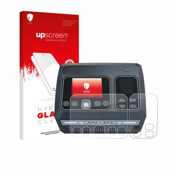 Parte frontale di una confezione del prodotto con il logo del marchio upscreen. Accanto è raffigurato il dispositivo SkyRc D75