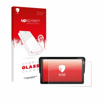 Parte frontale di una confezione del prodotto con il logo del marchio upscreen. Accanto è raffigurato il dispositivo Carpuride