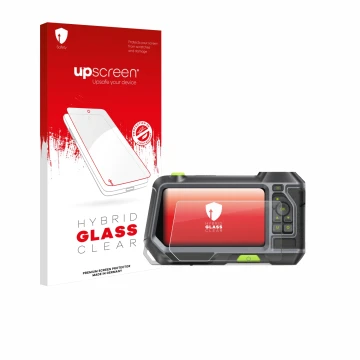 Parte frontale di una confezione del prodotto con il logo del marchio upscreen. Accanto è raffigurato il dispositivo Teslong N