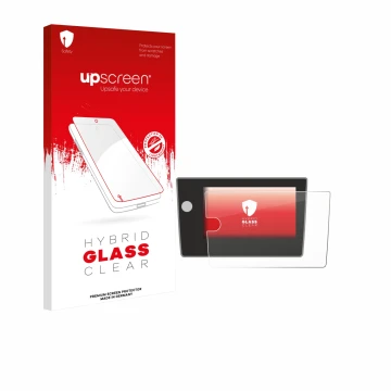 Parte frontale di una confezione del prodotto con il logo del marchio upscreen. Accanto è raffigurato il dispositivo Volkswage