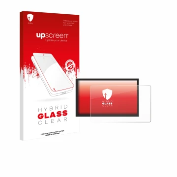 Parte frontale di una confezione del prodotto con il logo del marchio upscreen. Accanto è raffigurato il dispositivo Leapmotor