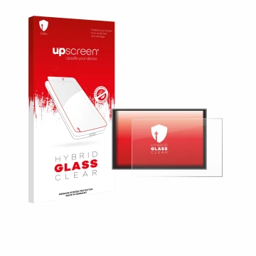 Parte frontale di una confezione del prodotto con il logo del marchio upscreen. Accanto è raffigurato il dispositivo Renault M