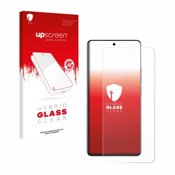 Parte frontale di una confezione del prodotto con il logo del marchio upscreen. Accanto è raffigurato il dispositivo realme 15