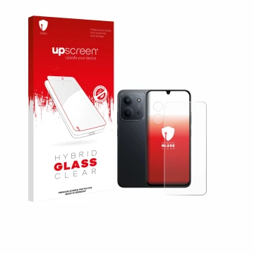Parte frontale di una confezione del prodotto con il logo del marchio upscreen. Accanto è raffigurato il dispositivo Xiaomi Re