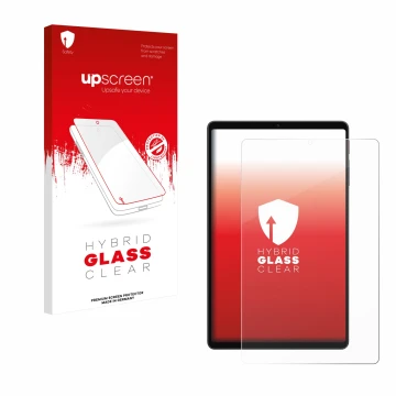 Parte frontale di una confezione del prodotto con il logo del marchio upscreen. Accanto è raffigurato il dispositivo Alldocube